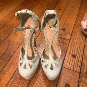 Mint Green Women's T-Strap Heels